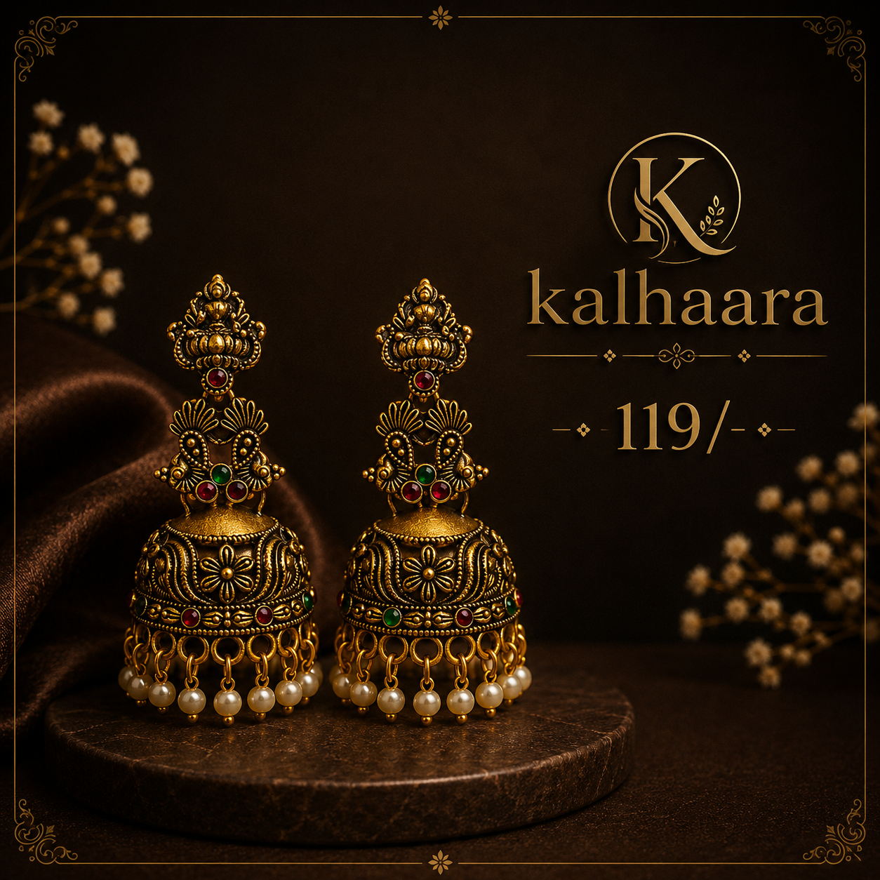 Antique Temple Jhumka Earrings