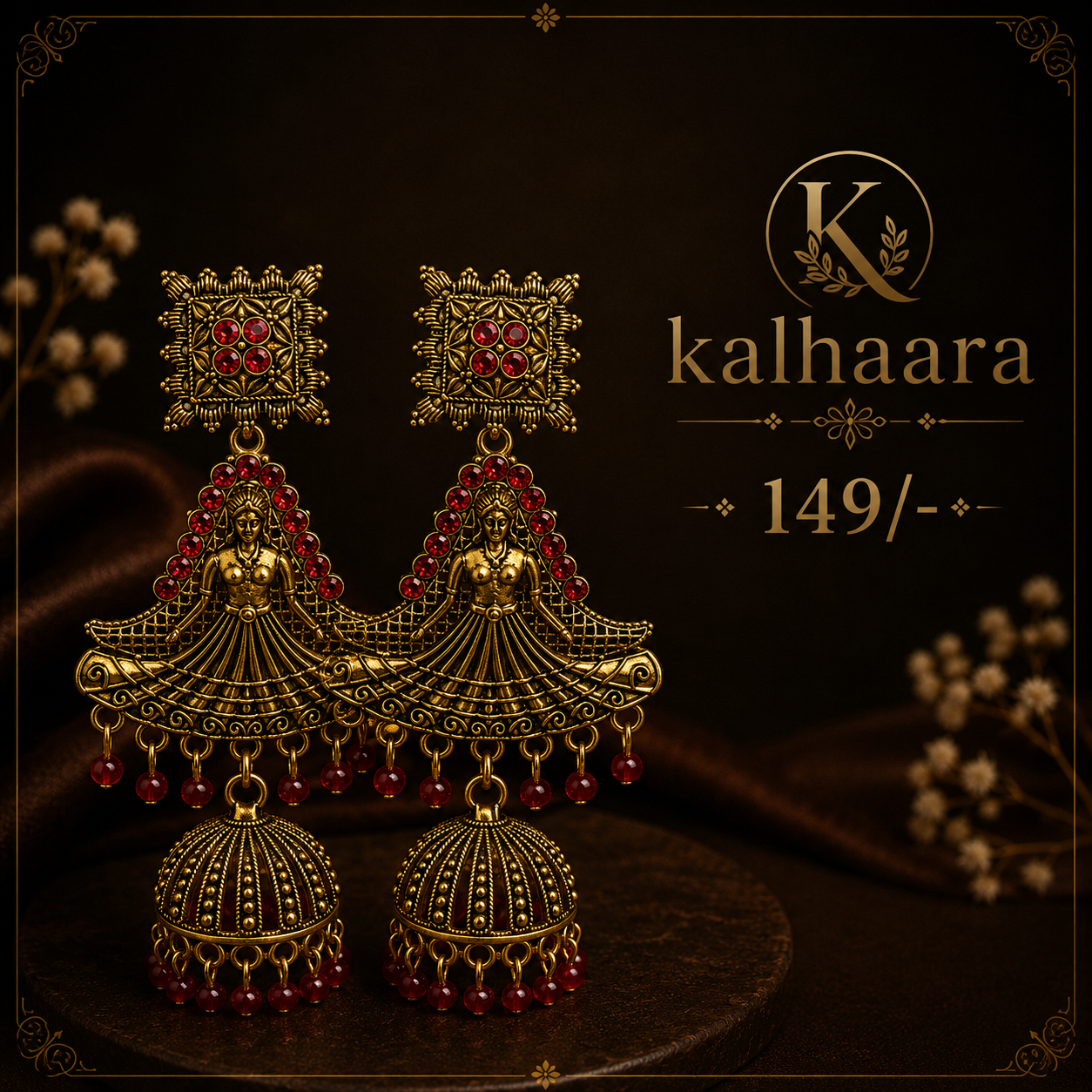 Kalhaara Royal Temple Jhumka Earrings
