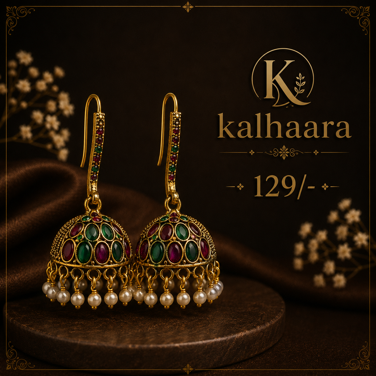 Multicolor Stone Jhumka Earrings