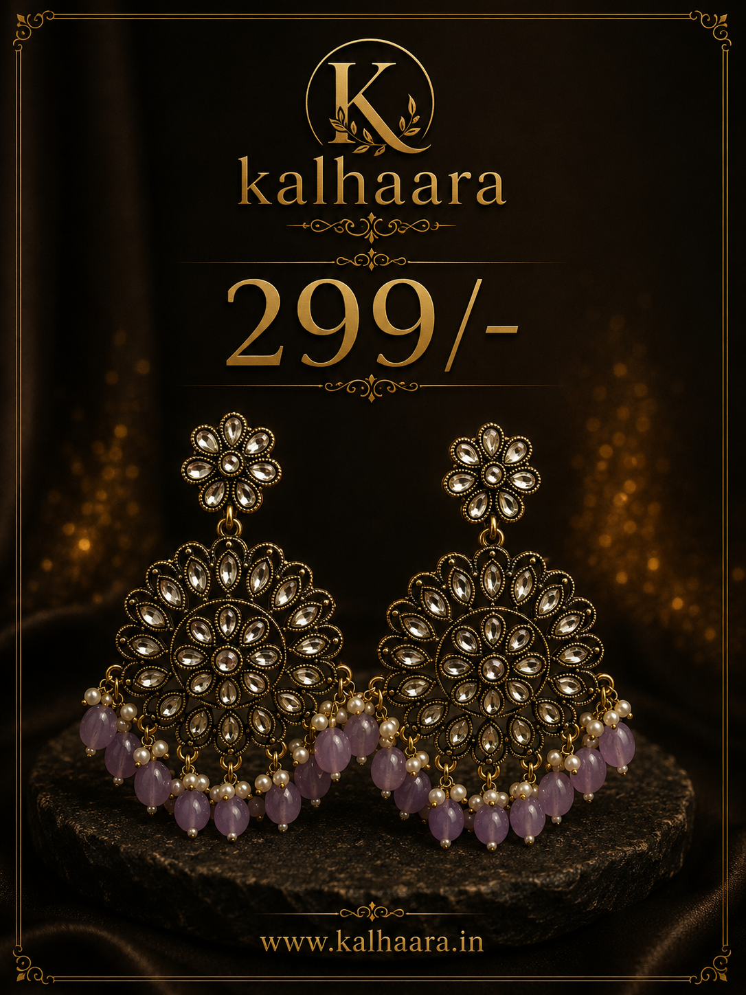 Kalhaara Sunflower Crystal Chandbali Earrings 🌼