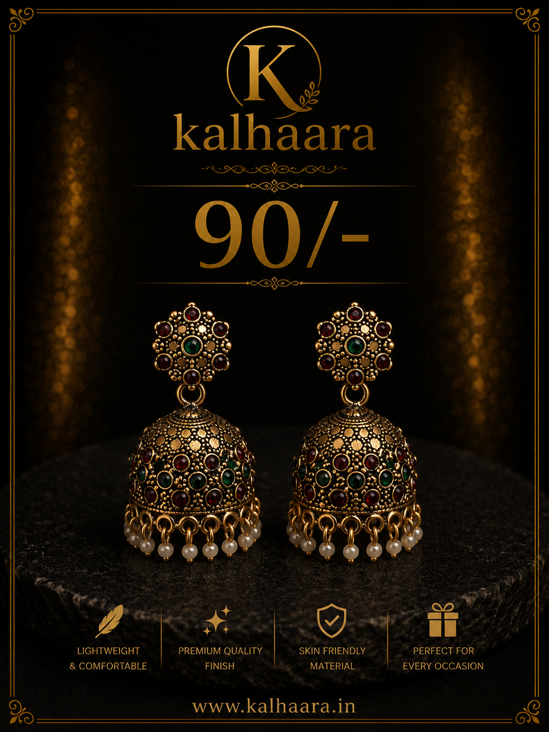 Temple Jhumka Earrings